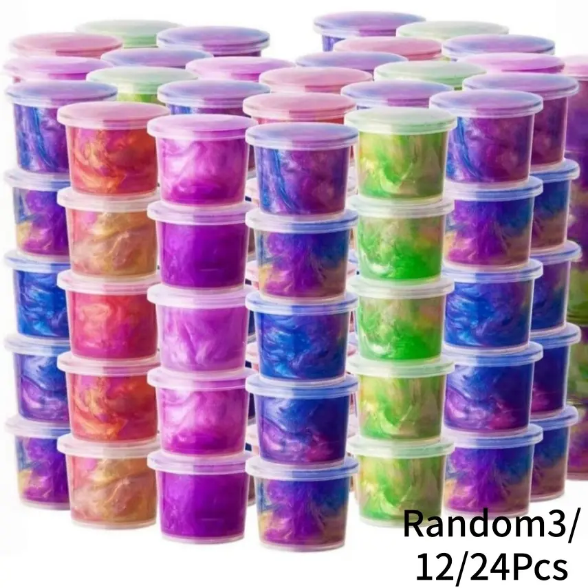 3/12/24pcs Starry Sky Crystal Slime, Slime Kit, Colorful Bubble Gum Stress Relief Toy, Party Favors, Random Colors, New Novelty Toys, Slime Bulk