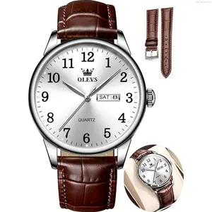 OLEVS Watch OLEVS Watch Men Mens Watches Watches for Men Leather Band Classic Brown Leather Watch Men, Analog Watch Men, Black Mens Leather Watch, Dress Waterproof Large Face Mens Watch,Relojes para Hombres Watch