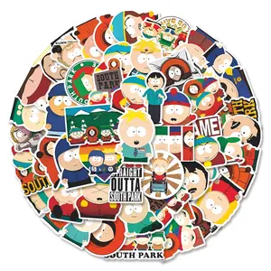 55pcs South Park Cartoon Stickers Pack, Waterproof Animated Comedy South Park Character Decals for Laptop, Water Bottle, Journal & Scrapbook, South Park Fan Gift, Self Adhesive Stickers