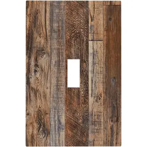 Rustic Brown Wood Grain Decorative Light Switch Cover 1 Gang Single Toggle Switch Wall Cover Device Faceplate for Bedroom 5 X 3 IN
