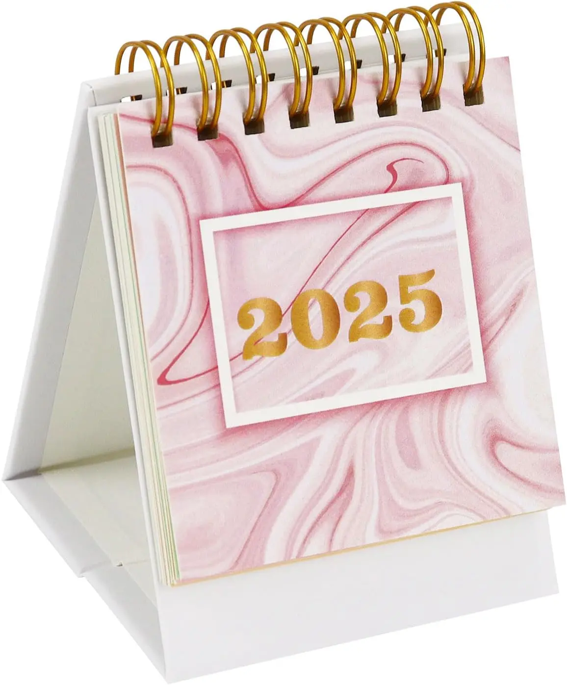 Mini Desk Calendar 2024-2025, Standing Desk Calendar 18 Months Small Desk Calendar (Light Pink)