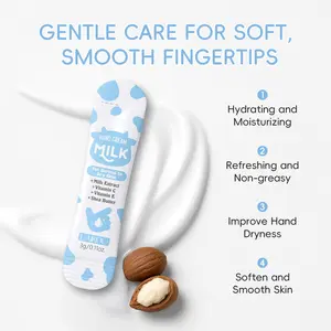 Milk Hand Cream 3g per Packet - Milk Protein Nourishing Hand Care - Moisturizing & Softening for Dry Hands - Single Use Travel Size - Perfect for Hiking Outdoor Adventure