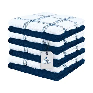 DAN RIVER 8-Pack 12x12 in Microfiber Cleaning Towels Set, Super Soft Water-Absorbent Reusable Striped Dishwashing Cloths for Kitchen, Home Cleaning, Dishwashing Cloth