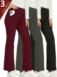 3PCS Women's High Waist Fleece Lined Yoga Pants,Warm, Lift Buttocks, Leggings, Suitable for Running, Plush Lining, Autumn/Winter, Elegant Design