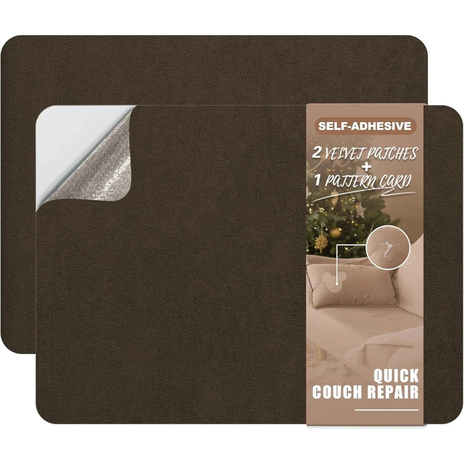 Fabric Couch Repair Patch 8.3 x 11 inches,Self-Adhesive Fabric Repair Patch for Furniture,Handbag,Sofa, Seats-(Dark Brown)
