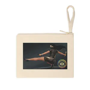 Woman Kicking Action Pose |  Hold Your Edge - Girl Power | Accessory Zipper Pouch | Martial Arts | Ninja Chick | Banana Sandwich Co. Retro Badge