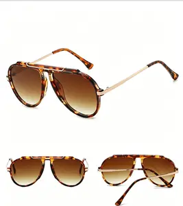 Oversized Aviator Sunglasses for Women, UV400 UVA UVB Protection Metal Frame with Plastic Temple Accents, 70s Retro Vintage Summer Shades