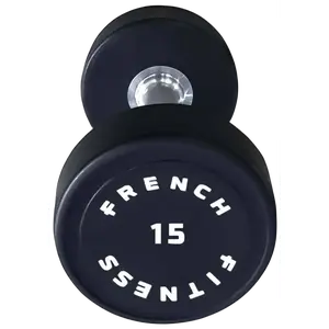 French Fitness Urethane Round Pro Style Dumbbell 15 lbs - Single (New)
