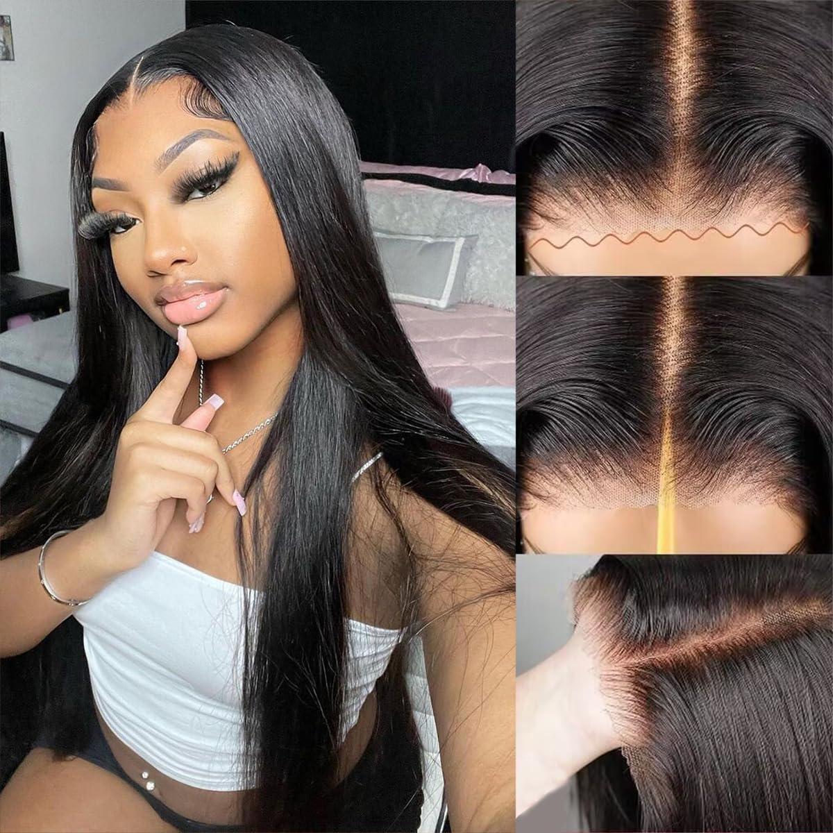 MYLOCKME Glueless Straight Human Hair Wig Wear And Go 9X6 7X5 Hd Transparent Lace Front Wig For Black Women Glueless 5X5 6X4 Brazilian Hair Wig