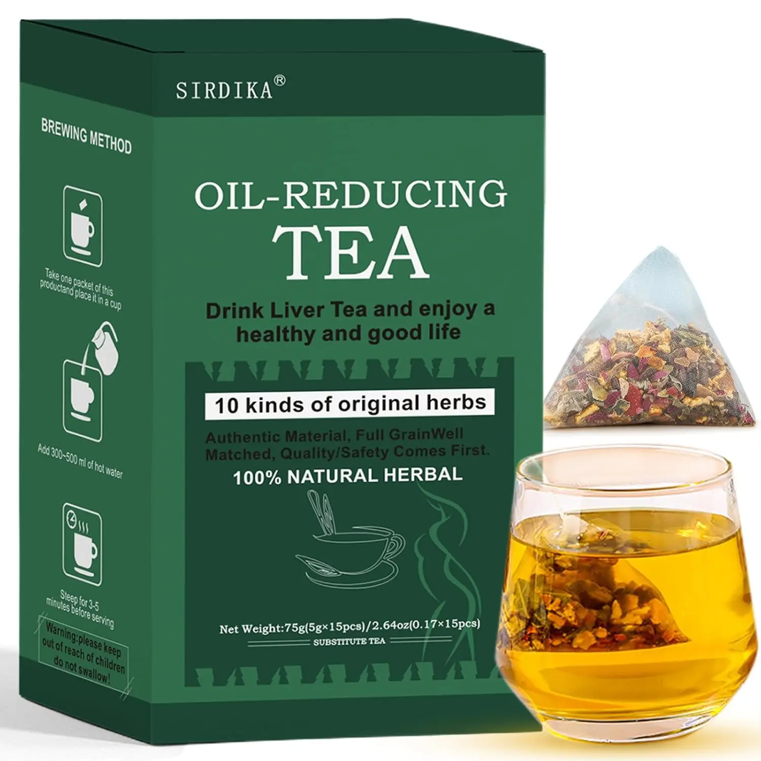 Oil Reducing Tea - 10 Herbal with Excellent Formula Oil Cleansing Tea Oil-Reducing Herbal Tea-15 Bags Beverage