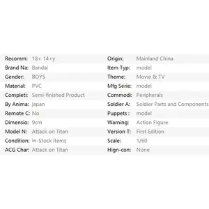 6pcs/set Attack on Titan Anime Eren Levi Hange Zoe Erwin Smith Mikasa Ackerma PVC Action Figure Model Toy