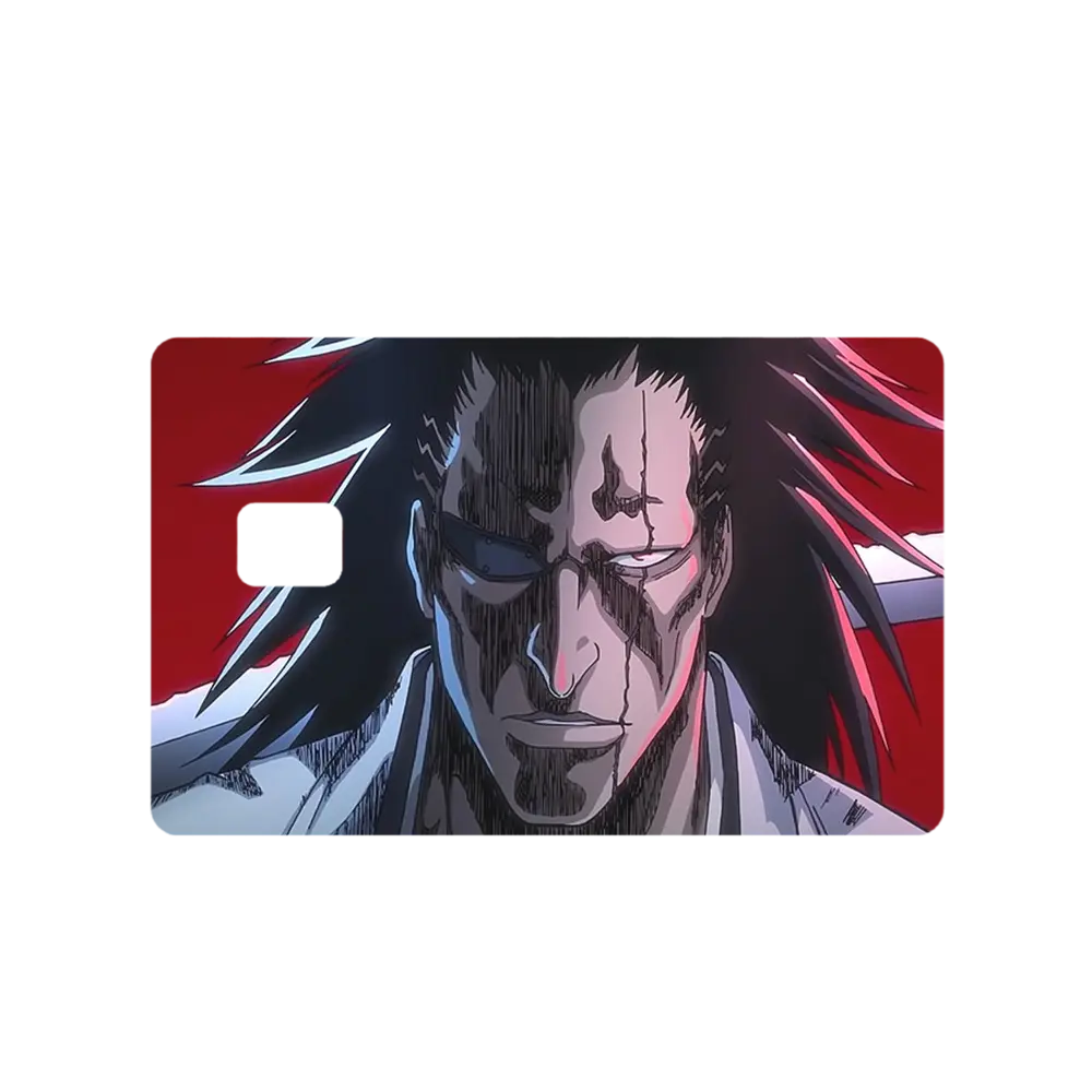 Bleach Anime Kenpachi Zaraki TYBW Credit Debit EBT Chip Card Vinyl High Gloss Cover Sticker Decorative Waterproof Stain Resistant