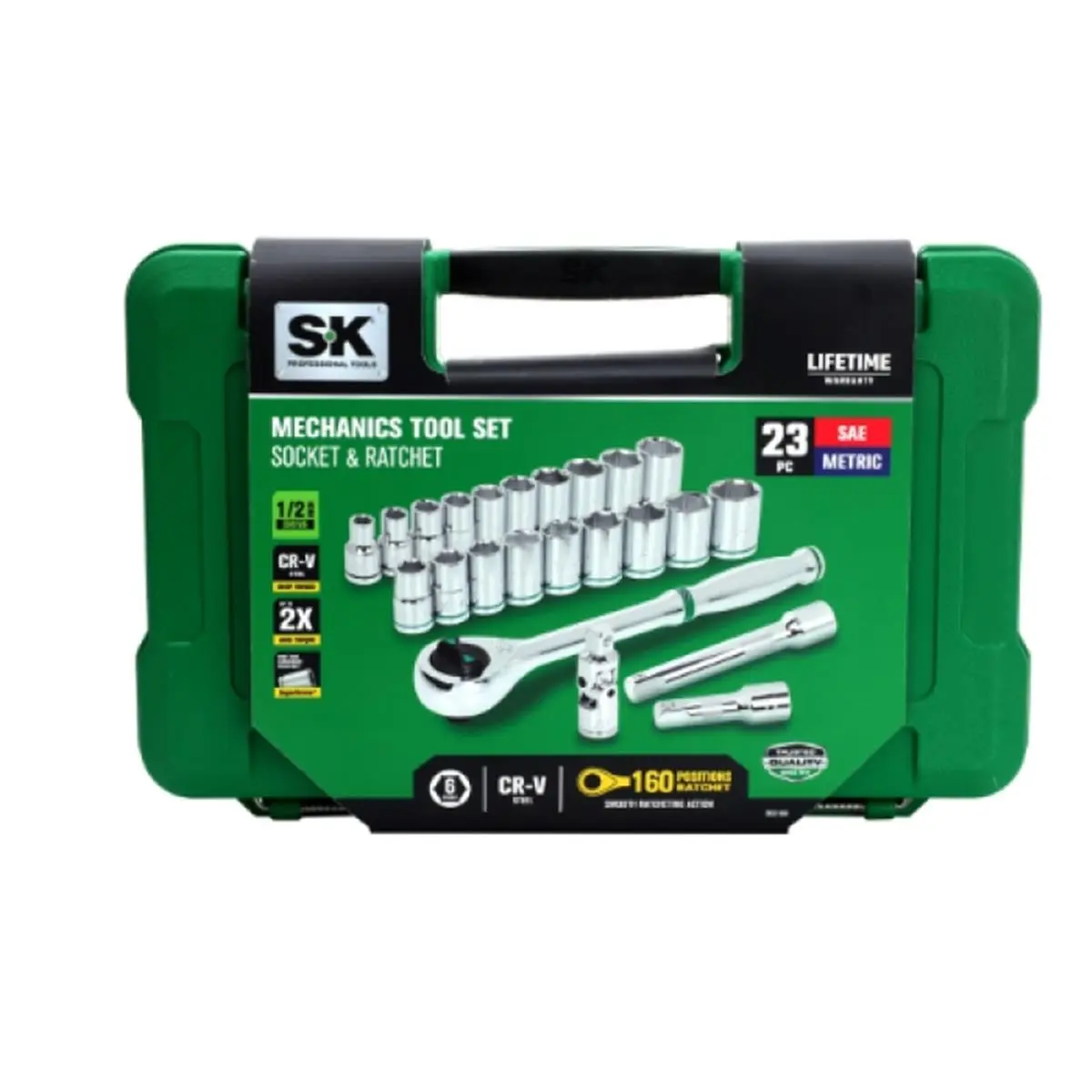 Arrow Fastener SK01508 0.5 in. 160-Position 23-Piece Mechanic Tool Set - c, 8.6 lbs, Aluminum Socket Rail, Large Stamped Markings, Long Life