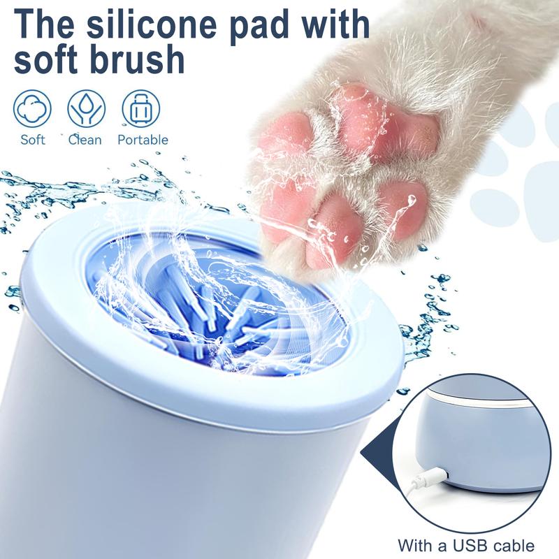 电动狗爪清洁器和按摩器 - 便携式 USB 充电爪洗杯,适用于中小型犬 zyvibesatic 足部清洁机 宠物产品 美容 自动
