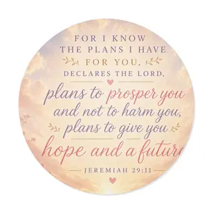 Round Vinyl Adhesive Stickers with Jeremiah 29:11 "Plans to Prosper You" Inspirational Faith Design for Scrapbooking, DIY Projects, Adhesive Stickers Stickers