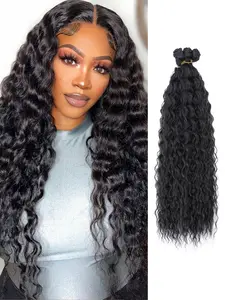 Hair Bundles 20 24 26 Inch 8 Bundles Deep Wave Synthetic Braiding Hair Soft Weave Hair Extensions for Women Natural Black Quick Invisible Braid In Hair Inserts Ultra Soft Texture