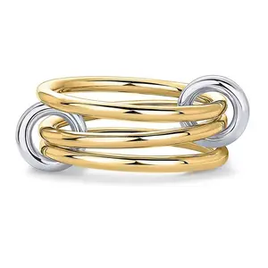 SHOW CRAFT Cool Two-Color Stainless Steel Ring, Minimalist Interlocking Multi-ring Design, Hypoallergenic, Light Luxury, Niche, Daily Matching With Personalized Jewelry