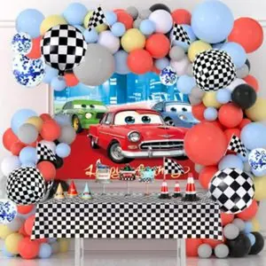 Race cars birthday party decorations179 pcs racing cars checked balloons garland kit cars banner racing backdrop tablecloth