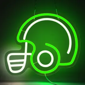 Football Helmet Neon Sign Night Light USB Powered for Game Room Sports Party Bedroom Home Decor