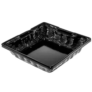 Marco Company Black Wicker-Look Plastic Basket with Holes - 12" x 12" x 3" WS-568EZ12123BH