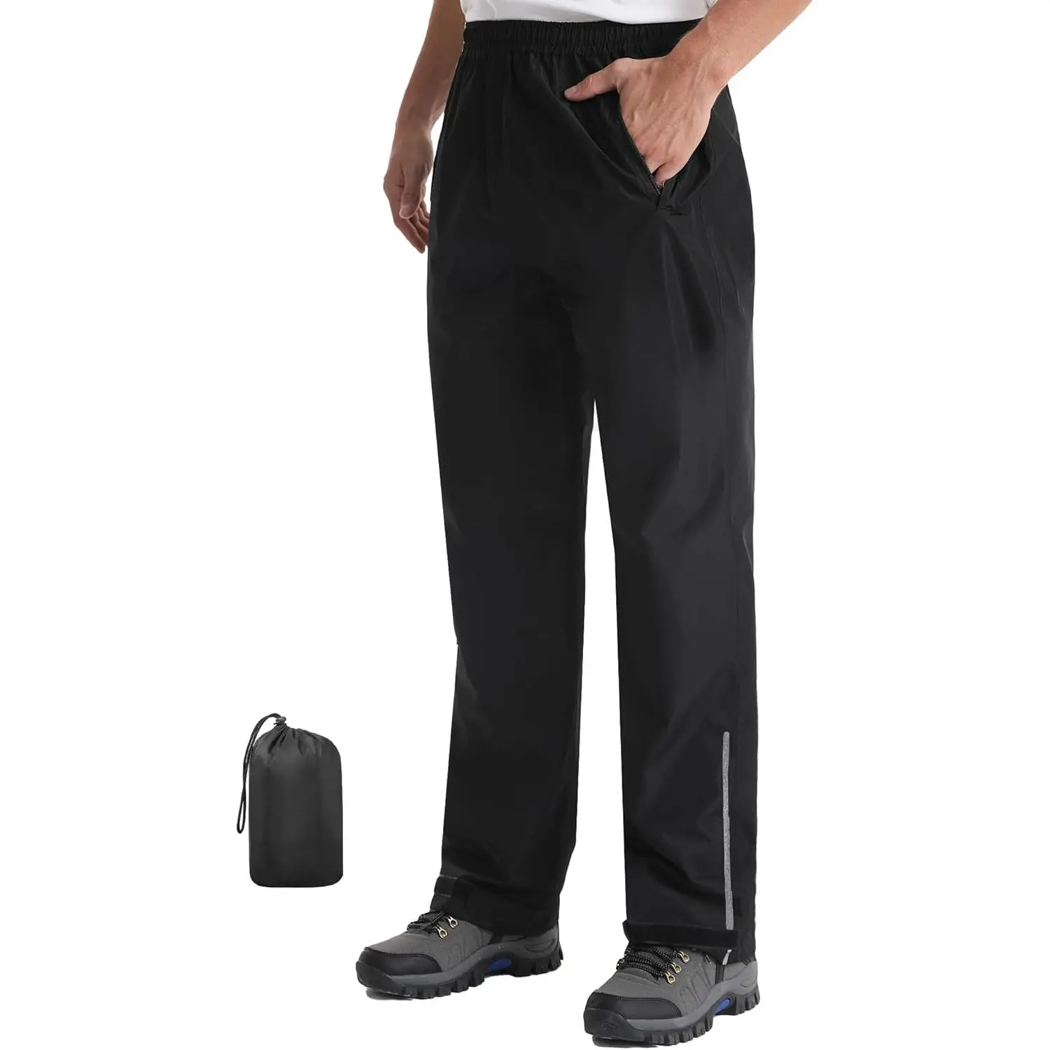 Men's Packable Rain Pants Waterproof Lightweight Over Pants Windproof Outdoor Pants for Fishing Golf Hiking