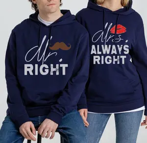Mrs Always Right Mr Right Couple Matching Outfits Hoodies Pullover for Women for Men Unisex, Perfect Gift Anniversary Clothes