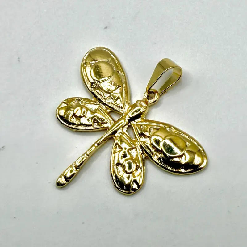 Dragonfly Charm yellow gold filled Pendant oro laminado