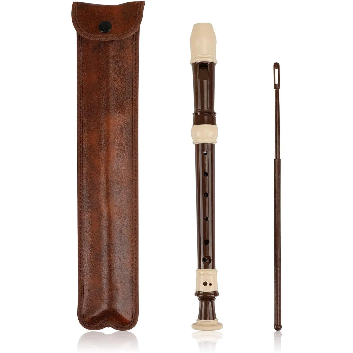 Baroque C Key 8-Hole ABS Soprano Descant Recorder (12.6 inch Length, 3.5 oz), Clarinet-Style Treble Wind Instrument for Students, Teenagers with Fingering Chart, Instructions, Cleaning Rod & Bag