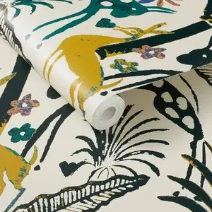 Fiesta Animals Peel and Stick Wallpaper Cream – Peel and Stick Removable Wallpaper for Nursery, Kids Room & Bedroom, Safari Animal Self Adhesive Wall Decor tiktokshopspringglowup wall suitable wall