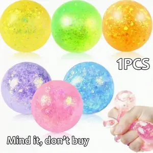 Malt Sugar Stress Ball, Glitter Sparkle Squeeze Fidget Toy, Soft Stretchy Squishy Stress Relief Ball for Kids & Adults, Anxiety Sensory Toy, Party FavorsMalt Sugar Glitter Squishy Ball, Super Soft Stretchy Squeeze Fidget Toy