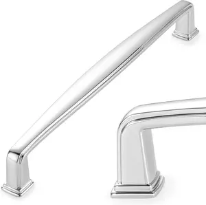 KOOFIZO Square Foot Cabinet Arch Pull - Chrome Furniture Handle, 6.3 Inch/160Mm Screw Spacing, 10-Pack for Kitchen Cupboard Door, Bedroom Dresser Drawer, Bathroom Furniture Hardware Ruisi