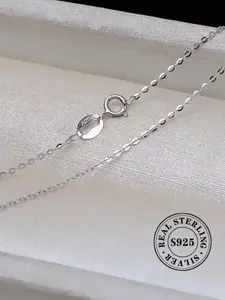 S925 Sterling Silver Simple Chain Necklace, Minimalist Pendant Necklace for Women & Girls, Fashion Jewelry for Party, Daily Clothing Decor, Trendy All-match & Exquisite Jewelry for Birthday Gift