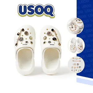 USOQ 13 PCS Shoe Charm For Girls Black Rose Ornaments Cave Shoe Buckle DIY Accessories Button Chain and Rose Design Shoes Charm Slippers Designer Footwear Decor