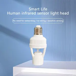 E27 Motion Sensor Light Socket, Modern Upgraded Lamp Holder Base with Adjustable Time/Lux Switch, 85-265V PIR Infrared LED Adapter, Auto On/Off Energy Saving Hands-Free Lighting for Stairs Hallway Garage, Safe Security for Kids & Seniors