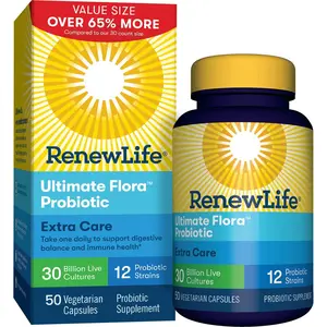 Renew Life Extra Care Ultimate Flora Probiotic Supplement, 30 Billion, 50 Vegetarian Capsules
