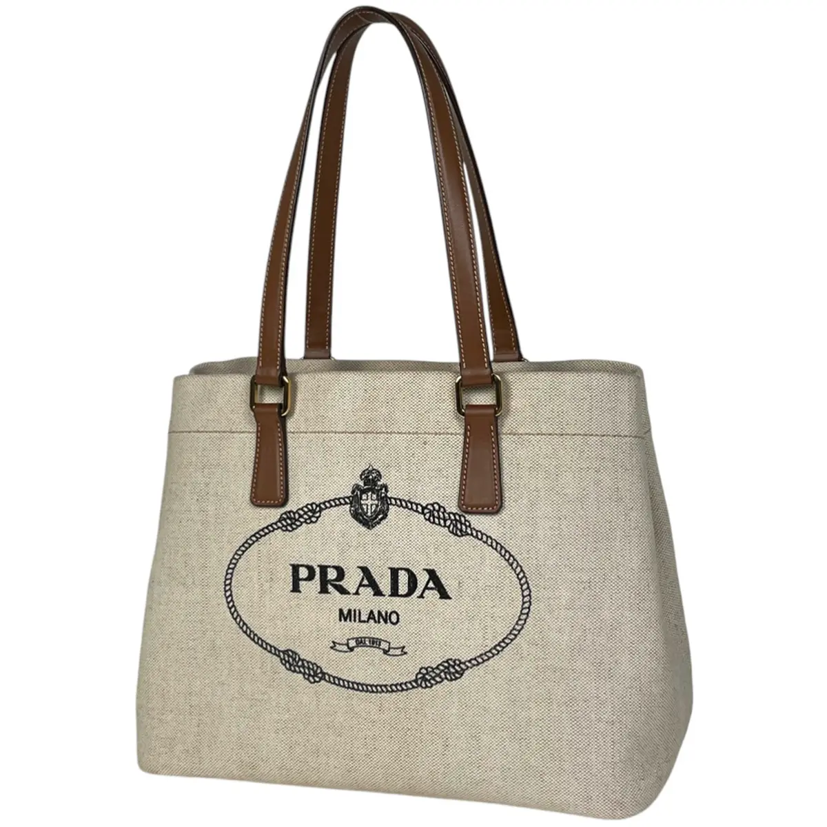 Pre-owned PRADA Canvas Tote Bags Logo Print Cotton Tote Bag 4000016864104