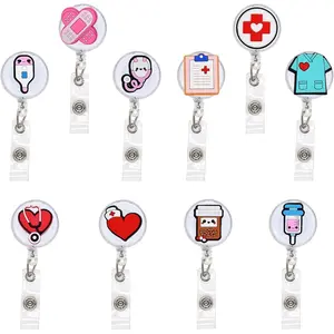 BY-307 10 Pack Nurse Badge Reel Holder Retractable Nursing ID Badge Reels Cute for Nurses Doctor Medical Health Hospital Office Worker Gifts(A-10PCS) …