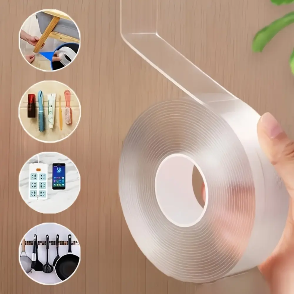Reusable and washable double-sided nano tape - invisible strong adhesion, Strong Bond, Strong Adhesive, multi-functional home storage solution, suitable for kitchens, bathrooms, Christmas decorations, and Halloween props