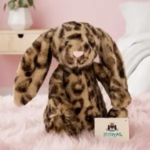 Jellycat Cobblehop Leopard Bunny Plush, Cute Stuffed Animal Doll, Gift for Her, Soft Collectible Bunny with Dust Bag, NWT