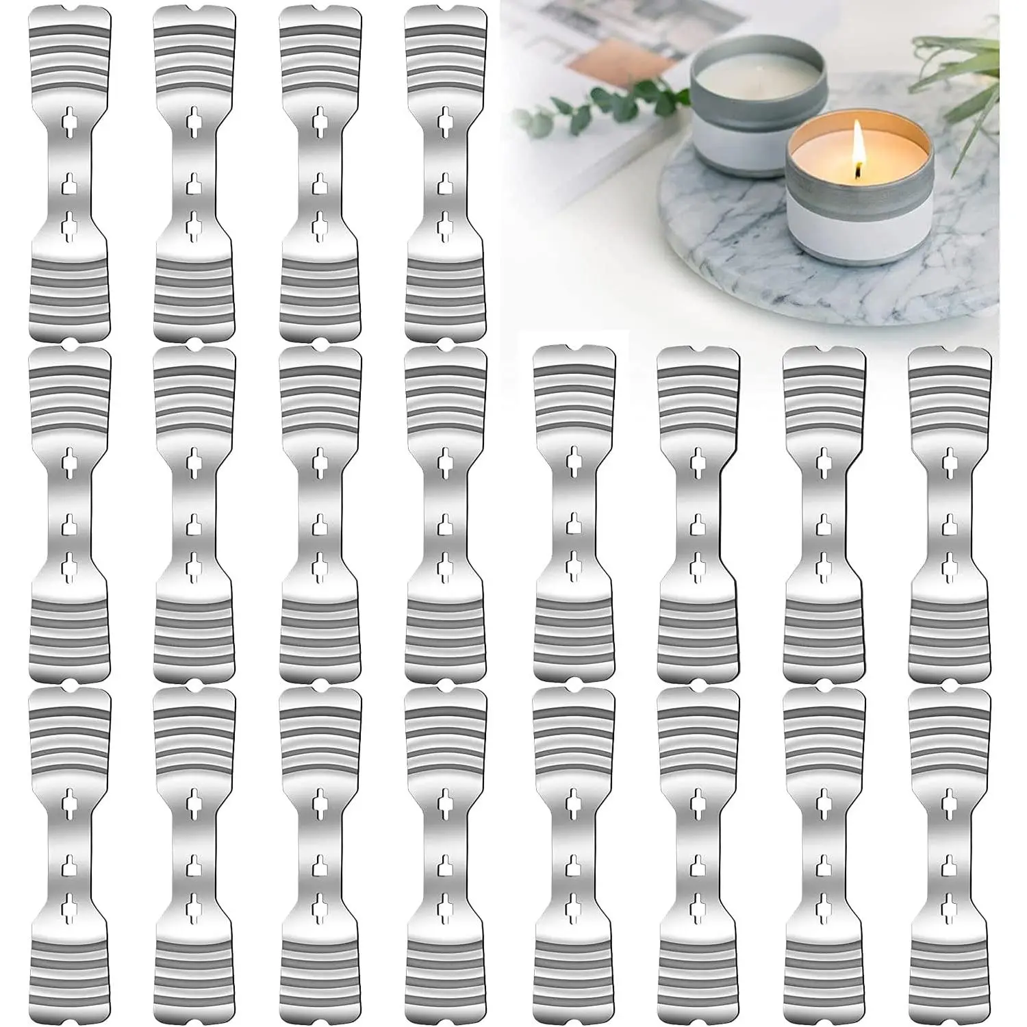 20 count Metal Candle Wick Holders, Upgraded Candle Wick Centering Devices,  Stainless Steel Candle Wick Holder for Candle Making