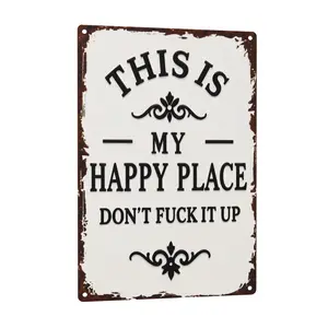 Welcome to My Happy Place Wall Decor Metal Sign | Farmhouse Home Wall Art Plaque | Unique Gift for Mom, Friends & Family | Bedroom, Kitchen, Bar Deco,SummerVibes，SummerWins ，DealsForYouDays