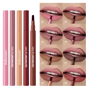 1Pcs 2 in1  Lip Gloss & Liner Long-Lasting Moisturizing Lip Gloss Matte Waterproof Lip Contour Lip Stain 8 Colors Womens cosmetics holiday gift