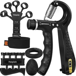 5-Pack Grip Trainer Kit: Finger/Hand Exercisers, Hand Gripper, Stress Ball & Forearm Ring for Muscle Build & Injury Recov