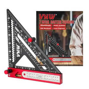 6-in-1 Carpenter Square 7 inch (1/8") Rafter Square Multi-Purpose Carpenter:Square,Protractor, 1/16" Ruler,Marking Gauge,T-Bevel Gauge,Bubble