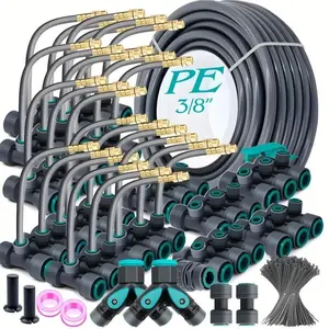 Flexible Copper Adjustable Spray Kit, 3/8" Pe Hose, Quick Connect Atomizing Cooling, Dust Removal Watering System for Garden