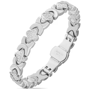MagnetRX Clover Magnetic Bracelet for Women (Color: Silver)