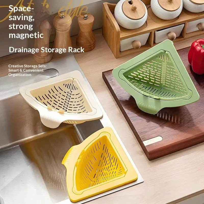 Magnetic Sink Drain Basket, Large Kitchen Filter Net, Kitchen Sink Strainer, One Press Dump Residue, Strain Fruits Vegetables, Home Cooking Tool, Kitchen Accessories