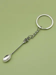 Crown & Teaspoon Design Keychain, Fashionable Metal Keychain for Women & Men, Trendy All-match & Exquisite Keychain for Birthday Gift, Stylish Keychain