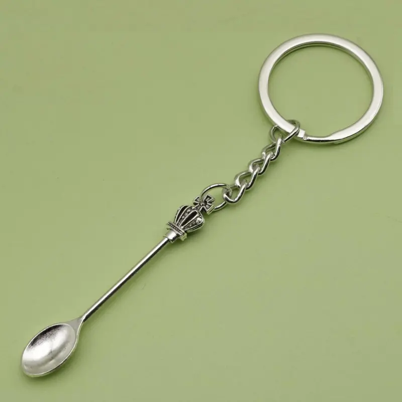 Crown & Teaspoon Design Keychain, Fashionable Metal Keychain for Women & Men, Trendy All-match & Exquisite Keychain for Birthday Gift, Stylish Keychain, Fashionable Alloy Keychain, Keyrings
