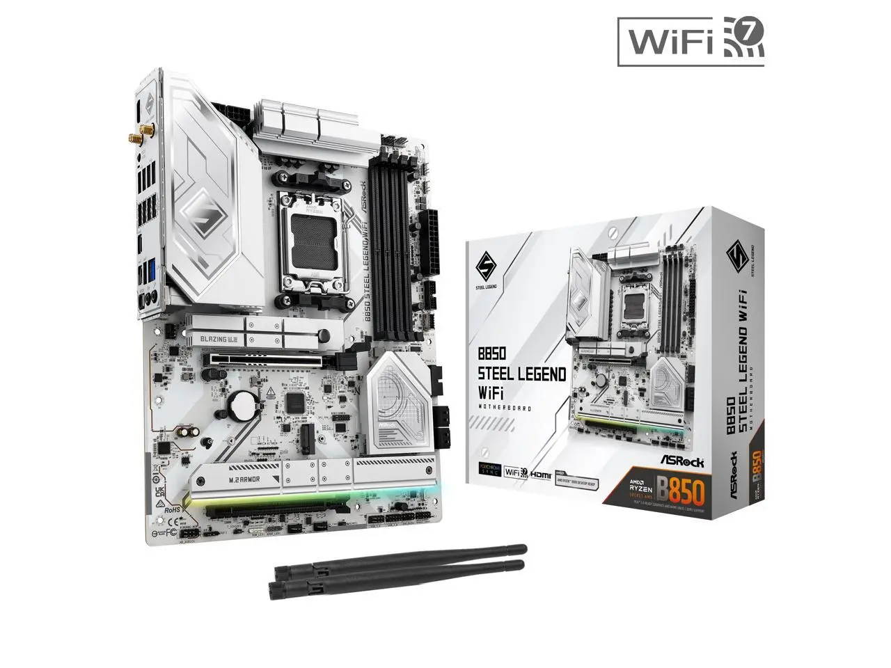 ASRock B850 STEEL LEGEND WIFI AM5 AMD B850 ATX Motherboard Gaming Pc Tower Computer ASRock B850 STEEL LEGEND WIFI AM5 AMD B850 ATX Motherboard Gaming Pc Tower Computer